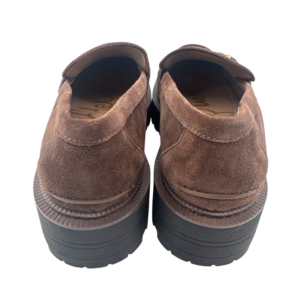 Sam Edelman Lea Platform Loafer Mustang Brown Suede Lug Sole Horsebit 9M - Picture 6 of 10